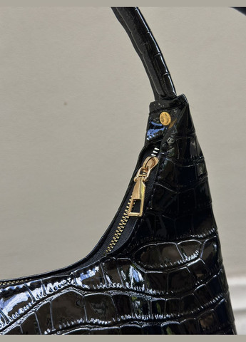 Женская черная сумка 803 багет рептилия No Brand (299279314)