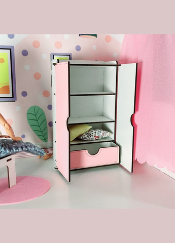 Кукольный шкаф для Барби розовый (kmb010r) NestWood (303633022)