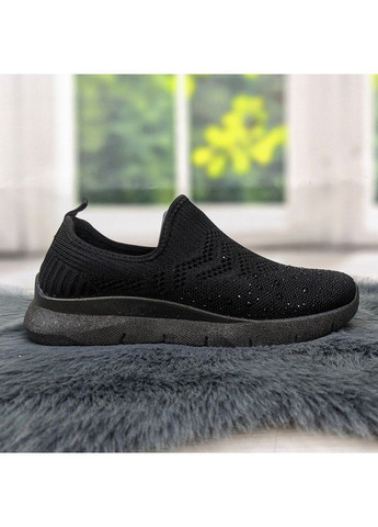 Кроссовки женские текстильные без шнурков Gipanis чёрные лето (294050585)