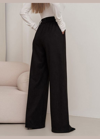 Чорні широкі штани палаццо з еко-замші ISSA PLUS (280899115)