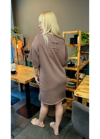 Темно-бежевое повседневный женское платье-туника в стиле оверсайз оверсайз MonCher