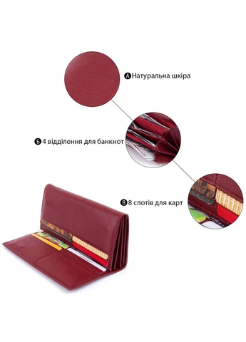 Гаманець на магнітах із клапаном жіночий 19244 Бордовий st leather (313861750)