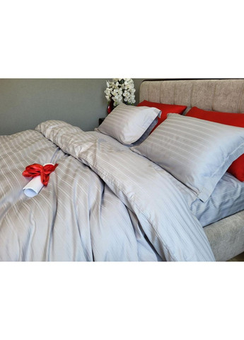 Постільна білизна Мульти страйп сатин сірий, PREMIUM Двухспальний розмір, наволочки 70/70 No Brand (363192511)