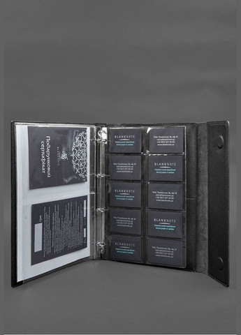 Кожаная папка для документов "Семейная" А4 на сегрегаторе с файлами черная (A-028627) BlankNote (330144337)