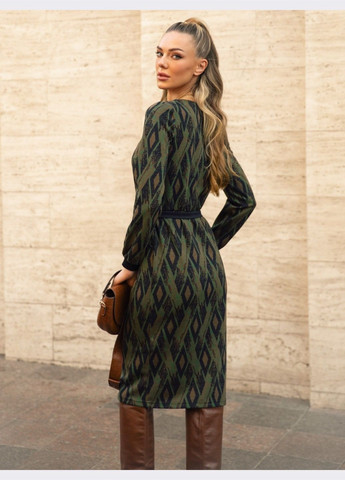 Чорна кежуал чорна сукня-міді прямого крою з принтом Dressa з геометричним візерунком