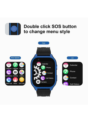 Дитячий 4G смарт годинник D8M з камерою, GPS і SIM на операційній системі Android з відеодзвінками і 2 ремінцями в комплекті Lemfo (369164721)
