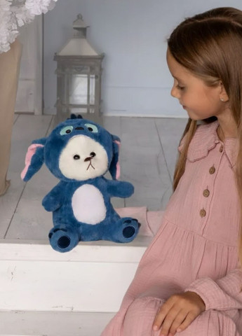 М'яка плюшева іграшка ведмедик 28 см у костюмі Стіч з капюшоном My Kigu (372463638)