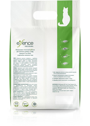 Наполнитель для кошачьего туалета из тофу с ароматом зеленого чая 6 л (4820261920017) Essence (308976802)