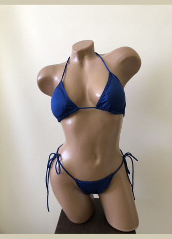 Синий летний раздельный женский купальник на завязках. No Brand