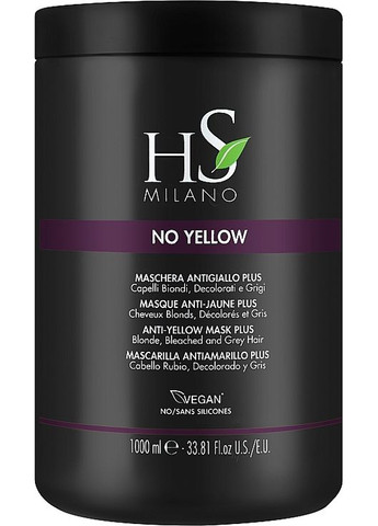 Маска для догляду за світлим, сивим, знебарвленим волоссям No Yellow Anti-Yellow Mask Plus 1000ml (1246405-31100910) HS Milano (369107841)