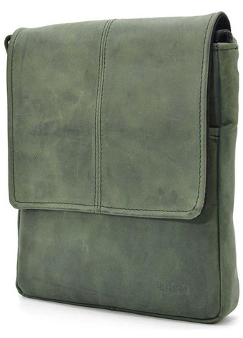 Сумка планшет через плече для документів та для телефону чоловіча з натуральної шкіри середня Зелений 37191 TARWA (353690194)