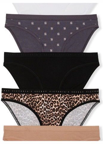Набір трусиків 5-Pack Bikini Stretch Cotton комбіновані Victoria's Secret (311666643)