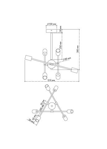 Люстра YORK R 510x380 мм на 6 лампочок E27 ESLLSE (358201876)