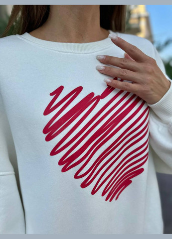 Молочний світшот жіночий сердечка без декору (304090631)