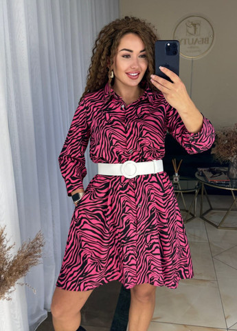 Малинова повсякденний стилізована сукня із зебровим візерунком No Brand зебра