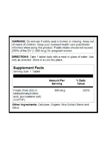 Methyl Folate 800mcg - 90 tabs KAL (392265342)