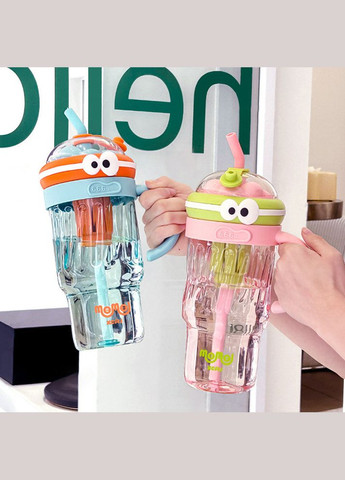 Портативная чашка Cup 1280 мл, прозрачная с фильтром для чая и трубкой, Розовая (9289995) Momo (302392518)