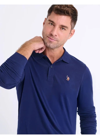 Синяя футболка-поло для мужчин U.S. Polo Assn. однотонная