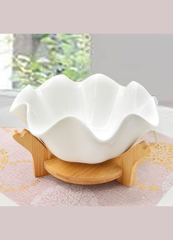 Блюдо фарфора на бамбуковой подставке "Магнолия" 9.25" (23.5см) Home (335007845)