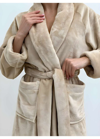 Жіночий теплий бежевий махровий халат на запах Україна (371548118)