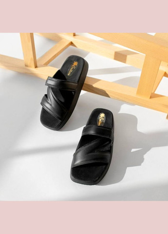 Шкіряні жіночі шльопанці Milady H-005 чорні Kindzer H-0050 (301040320)