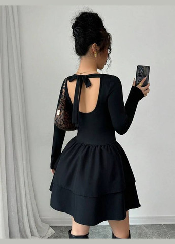 Черное кэжуал молодежное платье с открытой спинкой No Brand однотонное