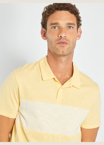 Светло-желтая футболка-поло лето,бледно-желтый, для мужчин Kiabi