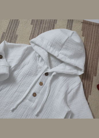 Дитяча пляжна біла муслінова туніка з капюшоном на ґудзиках. No Brand (336211240)