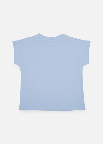 Голубая летняя футболка с коротким рукавом для девочки цвет голубой цб-00242440 Miss Feriha