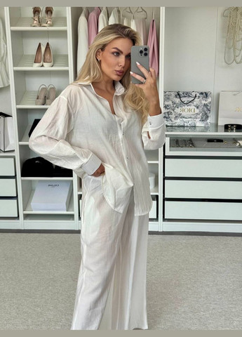 Костюм жіночий з жатки “Relax Fit” – сорочка + широкі штани Vakko (336803723)