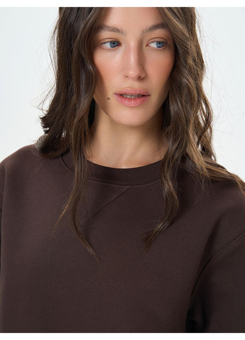 Коричневый свитшот женский теплый пепельно-телесного цвета тм роза Роза однотонный без декора (363367612)