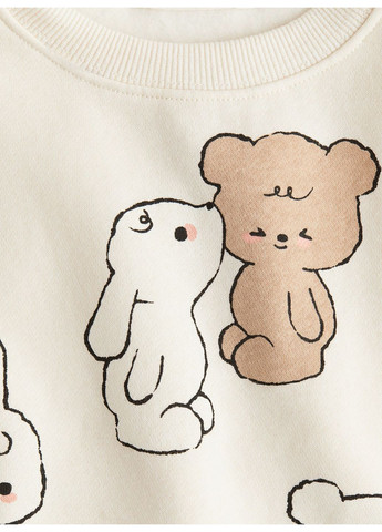 H&M світшот для дівчинки малюнок молочний повсякденний трикотаж