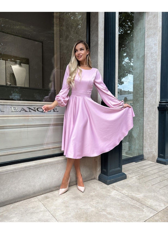 Лавандовое коктейльное платье атлас шелк 22070 фрезово Tanita-Romario