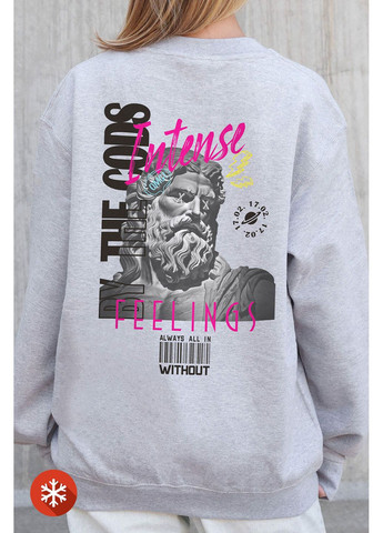 Чорний жіночий утеплений оверсайз світшот на флісі з принтом feelings gray Without малюнок (372520010)