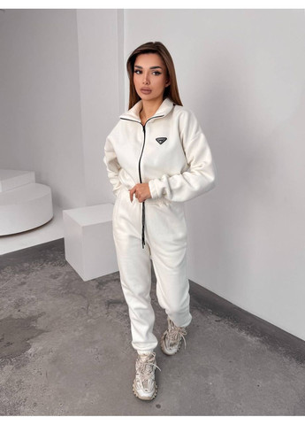 Женский теплый комбинезон из флиса молочного цвета 35894 Fashion (368153113)