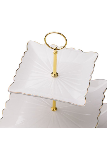 Етажерка Yiwu Classic керамічна для фруктів і десертів квадратна біла HP-7-730 No Brand (352527723)