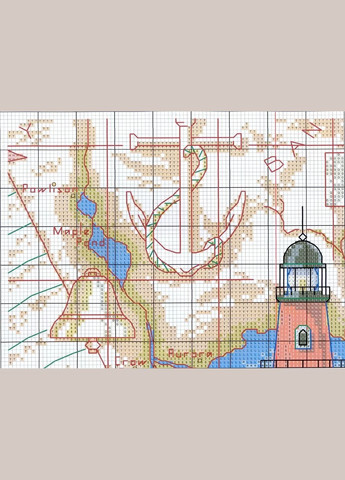 Набор для вышивания по нанесённой на канву схеме"Lighthouse 5 ". AIDA 14CT printed, 33*44 см Joy Sunday (313613619)