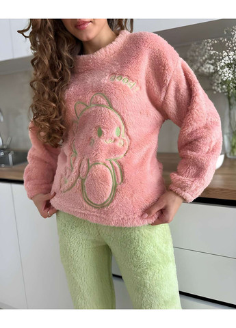 Комбінована жіноча тепла махрова піжама осінь, зима, весна No Brand