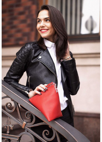 Кожаная женская сумка-косметичка Пирамида красная BlankNote (348359159)