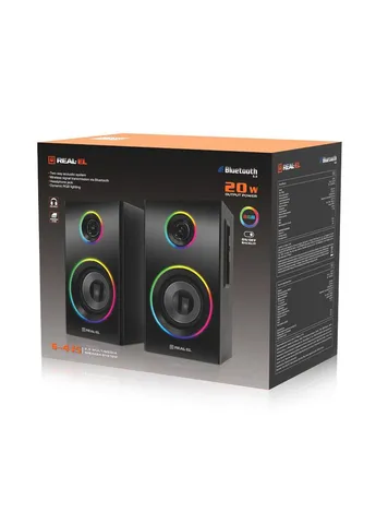 Компьютерные колонки 2.0 RS415 20Вт RGB Bluetooth Black Real-El (386436266)