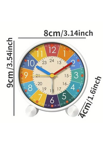Настольные детские обучающие часы-будильник Разноцветный циферблат Бесшумные Кварцевые No Brand (369616700)