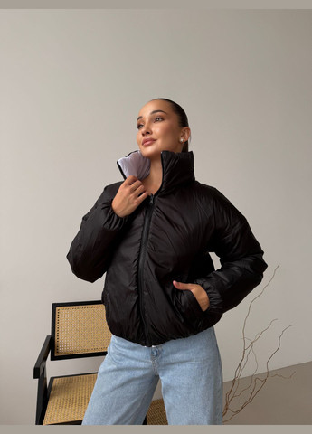 Чорно-біла демісезонна двухстороння жіноча курточка, синтепон 200 No Brand