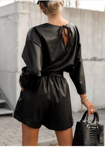 Комбінезон-шорти з еко шкіри Allthings комбінезон-шорти однотонний чорний повсякденний екошкіра