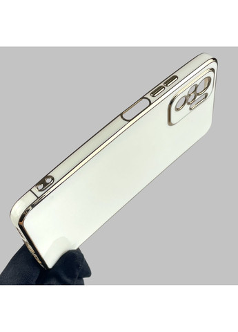 Чехол для Redmi Note 10S глянцевый с золотой окантовкой с защитой камеры на сяоми редми нот 10с белый Xiaomi (366023254)