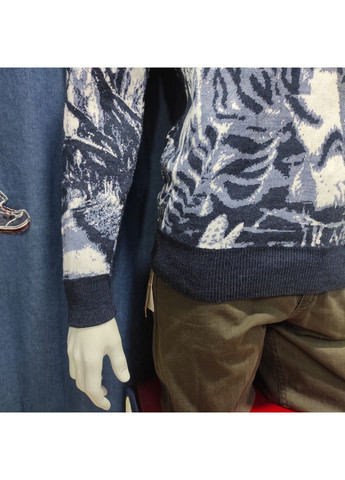 Синій зимовий светр чоловічий теплий джемпер під горло тигр зимовий No Brand