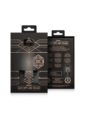 Мереживні наручники та комір - Lace Cuffs and Collar - Black Rosy Gold (369945749)