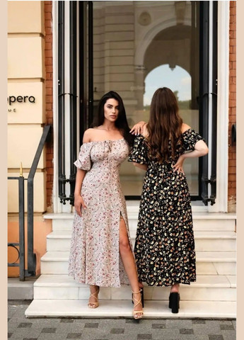 Чорна літня сукня з відкритими плечима Anastasimo