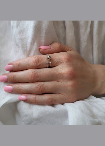 Срібна каблучка без каменів Кульки 17-18 розмір срібло 925 проби Родоване к2/1015 2.00г Nobrand (363969271)