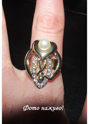 Золотиста каблучка з намистиною в стразах, безрозмірна, 2463-3 No Brand (366891491)