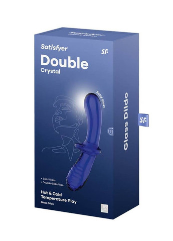 Фалоімітатор подвійний зі скла Double Crystal, синій Satisfyer (303908276)